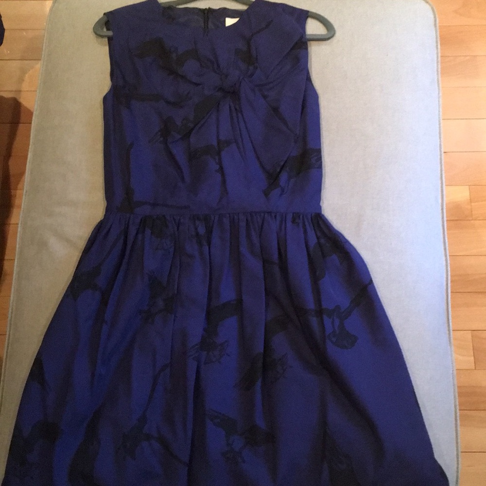 WHIT Bird Print Silk Dress, 6